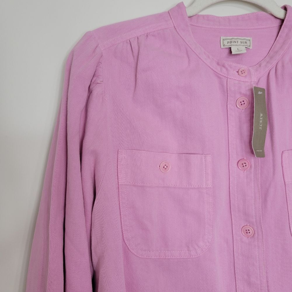 J Crew Point Sur Puff Sleeve Button Front Top - Picture 6 of 11